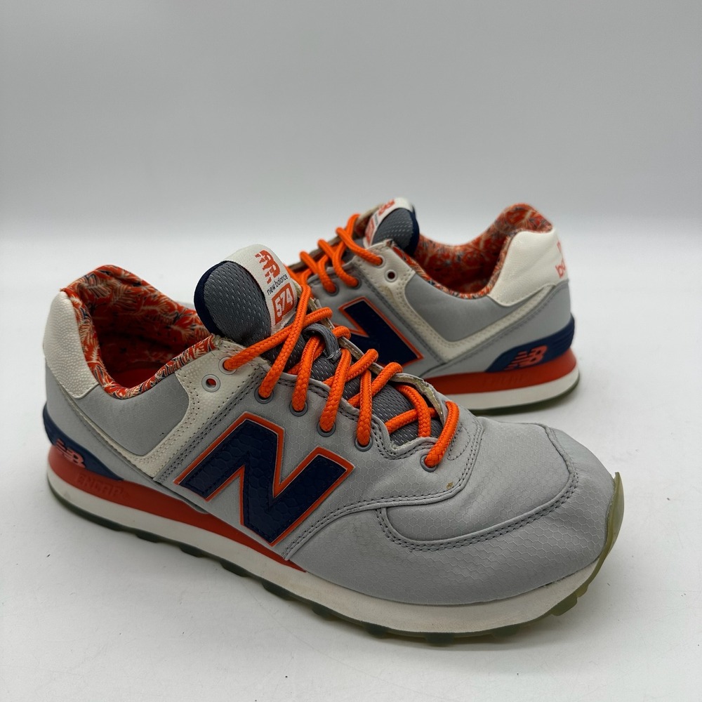 New Balance 574 ML574ILA Mens Size 8 Gray Navy Athletic Shoes Running Sneakers‎